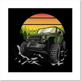 sunset vintage offroad Posters and Art